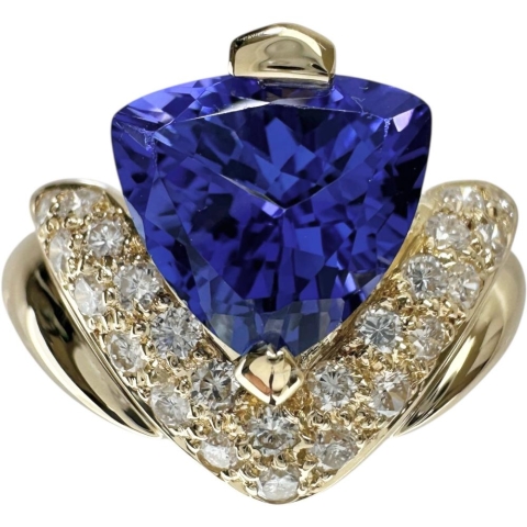 15号 タンザナイト 3.54ct ダイヤモンド 計0.50ct リング・指輪 K18ゴールド 18金 7.4g レディース【中古】【真子質店】【NN】【IMoDx】