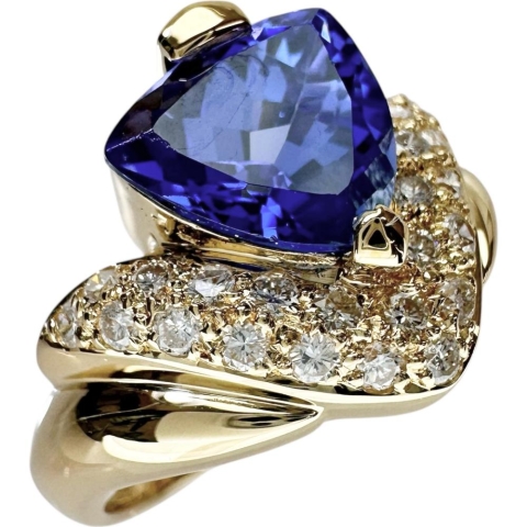 15号 タンザナイト 3.54ct ダイヤモンド 計0.50ct リング・指輪 K18ゴールド 18金 7.4g レディース【中古】【真子質店】【NN】【IMoDx】