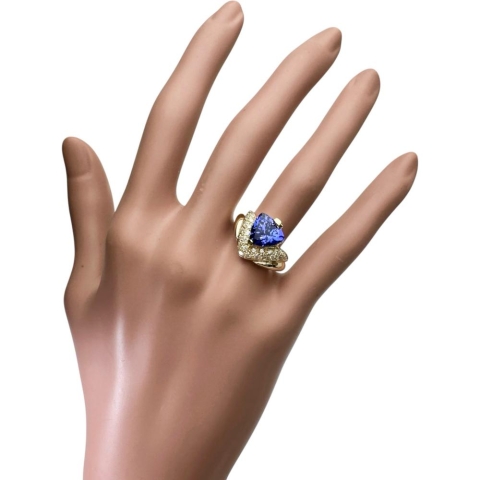 15号 タンザナイト 3.54ct ダイヤモンド 計0.50ct リング・指輪 K18ゴールド 18金 7.4g レディース【中古】【真子質店】【NN】【IMoDx】