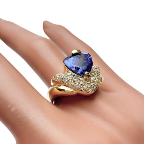 15号 タンザナイト 3.54ct ダイヤモンド 計0.50ct リング・指輪 K18ゴールド 18金 7.4g レディース【中古】【真子質店】【NN】【IMoDx】