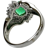 17号 エメラルド 3.12ct ダイヤモンド 計1.18ct リング・指輪 Pt900プラチナ 12.6g レディース【中古】【真子質店】【NN】【TTxx】