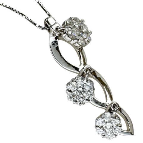 ダイヤモンド 0.834ct ネックレス K18WGホワイトゴールド 18金 5.2g 45.5cm レディース【中古】【真子質店】【NN】【Mixx】