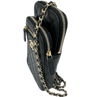 【CHANEL/シャネル】 マトラッセ フォンポーチ AP3739 ショルダーバッグ ラムスキン/レザー ブラック レディース【中古】【真子質店】【BL】【TMoMox】