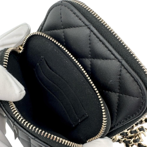 【CHANEL/シャネル】 マトラッセ フォンポーチ AP3739 ショルダーバッグ ラムスキン/レザー ブラック レディース【中古】【真子質店】【BL】【TMoMox】