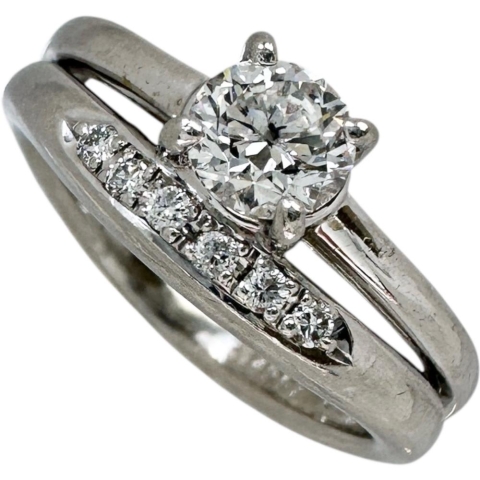 10号 ダイヤモンド(G-SI2) 0.521ct ダイヤモンド 計0.07ct リング・指輪 Pt900プラチナ 7.5g レディース【中古】【真子質店】【NN】【YKx】