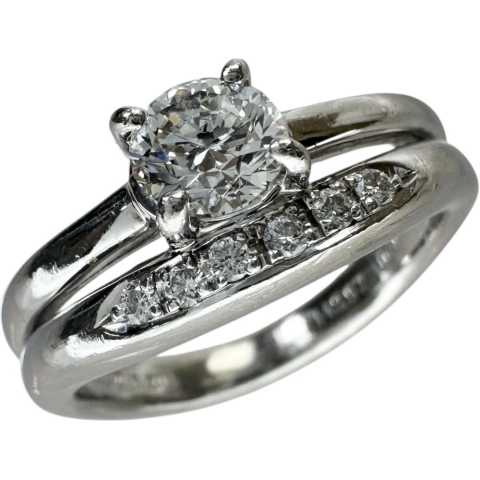 10号 ダイヤモンド(G-SI2) 0.521ct ダイヤモンド 計0.07ct リング・指輪 Pt900プラチナ 7.5g レディース【中古】【真子質店】【NN】【YKx】