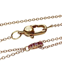 【GUCCI/グッチ】 ロゴプレート ピンクサファイア ネックレス K18PGピンクゴールド 18金 7.1g 38・40・42cm レディース【中古】【真子質店】【GD】【IIxx】