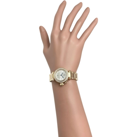 【CARTIER/カルティエ】 ミスパシャ WJ124013 ダイヤベゼル 保証書/ギャラ付 腕時計 K18PGピンクゴールド クオーツ シルバー文字盤/ピンクゴールドベルト レディース【中古】【真子質店】【BL】【IKKMaT】