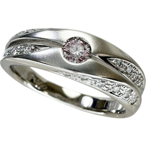 16号 ファンシーライトピンクダイヤモンド（FLP-SI2） 0.112ct ダイヤモンド 0.15ct リング・指輪 Pt900プラチナ 7.2g レディース【中古】【真子質店】【NN】【SKS】
