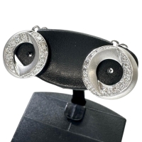 サークル ダイヤモンド ピアス K18WGホワイトゴールド 18金 3.5g レディース【中古】【真子質店】【NN】【YIY】