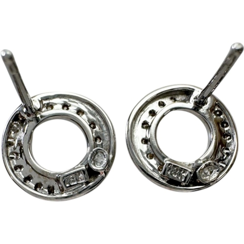 サークル ダイヤモンド ピアス K18WGホワイトゴールド 18金 3.5g レディース【中古】【真子質店】【NN】【YIY】