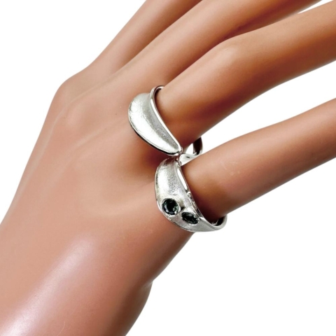 8号 ダブルリング アレキサンドライト 計0.34ct リング・指輪 K18WGホワイトゴールド 18金 8.1g レディース【中古】【真子質店】【NN】【IMoDx】