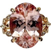 14号 モルガナイト 5.16ct ダイヤモンド 0.13ct リング・指輪 K18PGピンクゴールド 18金 4.6g レディース【中古】【真子質店】【NN】【MiMaY】