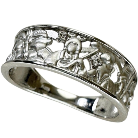 14号 七福神 ダイヤモンド 0.01ct リング・指輪 Pt950プラチナ 5.1g レディース【中古】【真子質店】【NN】【DDx】