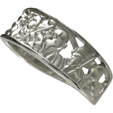 14号 七福神 ダイヤモンド 0.01ct リング・指輪 Pt950プラチナ 5.1g レディース【中古】【真子質店】【NN】【DDx】