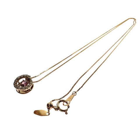 パパラチャサファイア 0.21ct ダイヤモンド 計0.20ct ネックレス K18PGピンクゴールド 18金 3.7g 50cm レディース【中古】【真子質店】【NN】【KKx】
