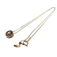 パパラチャサファイア 0.21ct ダイヤモンド 計0.20ct ネックレス K18PGピンクゴールド 18金 3.7g 50cm レディース【中古】【真子質店】【NN】【KKx】