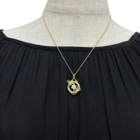 【中嶋邦夫】花/フラワーモチーフ ダイヤモンド 0.46ct ネックレス K18ゴールド 18金/エナメル 6.8g 45cm レディース【中古】【真子質店】【BL】【ISMix】