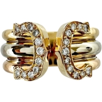 11号【CARTIER/カルティエ】 ダイヤモンド リング・指輪 2Cリング K18ゴールド 18金/YG/WG/PG 7.9g 51 レディース【中古】【真子質店】【GD】【IMiKx】