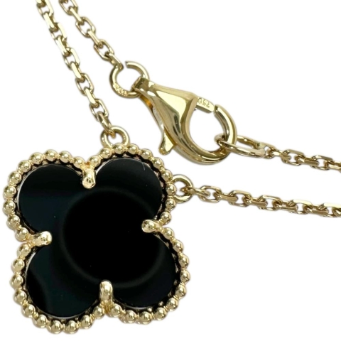 【Van Cleef & Arpels/ヴァンクリーフ＆アーペル】 オニキス ネックレス アルハンブラ K18ゴールド 18金 5.1g 41.5cm レディース【中古】【真子質店】【GD】【TSKx】