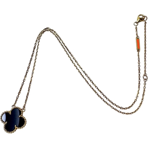 【Van Cleef & Arpels/ヴァンクリーフ＆アーペル】 オニキス ネックレス アルハンブラ K18ゴールド 18金 5.1g 41.5cm レディース【中古】【真子質店】【GD】【TSKx】