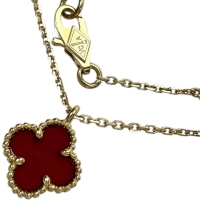 【Van Cleef & Arpels/ヴァンクリーフ＆アーペル】 カーネリアン ネックレス スウィートアルハンブラ K18ゴールド 18金 2.8g 39/41cm レディース【中古】【真子質店】【GD】【IMiIMo】