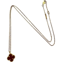 【Van Cleef & Arpels/ヴァンクリーフ＆アーペル】 カーネリアン ネックレス スウィートアルハンブラ K18ゴールド 18金 2.8g 39/41cm レディース【中古】【真子質店】【GD】【IMiIMo】