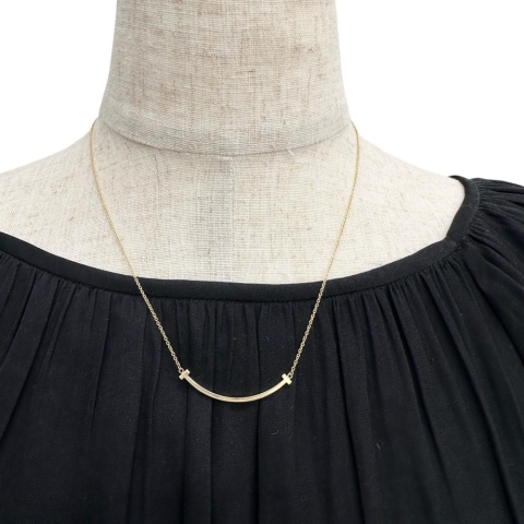 【TIFFANY&Co./ティファニー】 Tスマイル　スモール ネックレス K18ゴールド 18金 3.0g 40.5/45.5cm レディース【中古】【真子質店】【GD】【SxT】