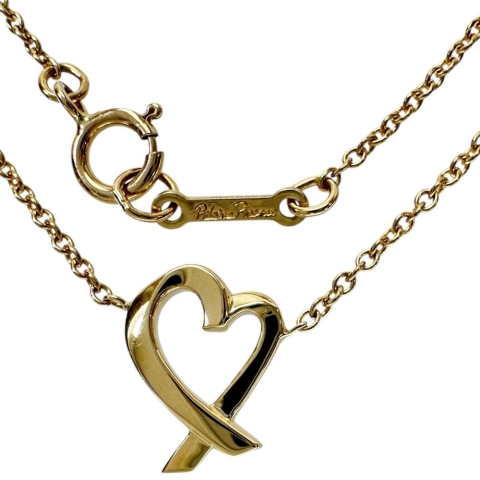 【TIFFANY&Co./ティファニー】 ネックレス ラヴィングハート パロマピカソ K18ゴールド 18金 2.4g 41・46.5cm レディース【中古】【真子質店】【GD】【DMiD】