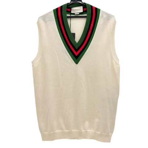 【GUCCI/グッチ】 シェリーライン ベスト ウール100％ ホワイト レディース【中古】【真子質店】【GD】【Txx】