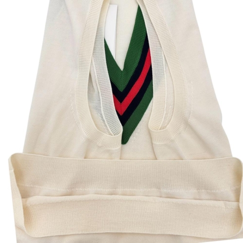 【GUCCI/グッチ】 シェリーライン ベスト ウール100％ ホワイト レディース【中古】【真子質店】【GD】【Txx】