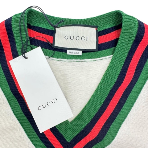 【GUCCI/グッチ】 シェリーライン ベスト ウール100％ ホワイト レディース【中古】【真子質店】【GD】【Txx】
