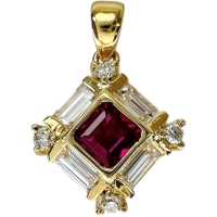 ルビー 0.35ct ダイヤモンド 0.51ct ペンダントトップ K18ゴールド 18金 2.2g レディース【中古】【真子質店】【NN】【MoMiMa】