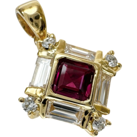 ルビー 0.35ct ダイヤモンド 0.51ct ペンダントトップ K18ゴールド 18金 2.2g レディース【中古】【真子質店】【NN】【MoMiMa】