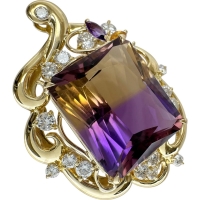 アメトリン 24.50ct ダイヤモンド 1.45ct ペンダントトップ K18ゴールド 18金 13.3g レディース【中古】【真子質店】【NN】【IMixD】