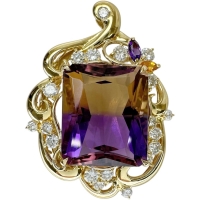 アメトリン 24.50ct ダイヤモンド 1.45ct ペンダントトップ K18ゴールド 18金 13.3g レディース【中古】【真子質店】【NN】【IMixD】