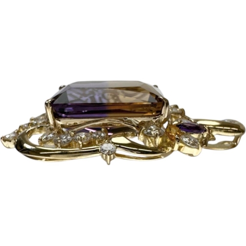 アメトリン 24.50ct ダイヤモンド 1.45ct ペンダントトップ K18ゴールド 18金 13.3g レディース【中古】【真子質店】【NN】【IMixD】