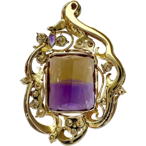 アメトリン 24.50ct ダイヤモンド 1.45ct ペンダントトップ K18ゴールド 18金 13.3g レディース【中古】【真子質店】【NN】【IMixD】