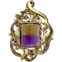 アメトリン 24.50ct ダイヤモンド 1.45ct ペンダントトップ K18ゴールド 18金 13.3g レディース【中古】【真子質店】【NN】【IMixD】