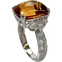 10号 シトリン 5.79ct ダイヤモンド 0.68ct リング・指輪 Pt900プラチナ 7.7g レディース【中古】【真子質店】【NN】【MiTMo】