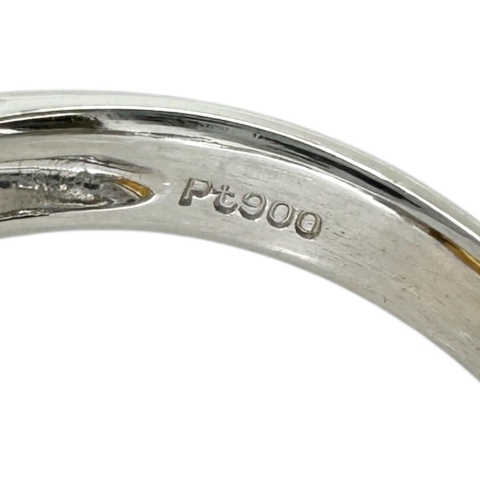 10号 シトリン 5.79ct ダイヤモンド 0.68ct リング・指輪 Pt900プラチナ 7.7g レディース【中古】【真子質店】【NN】【MiTMo】