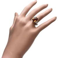 10号 シトリン 5.79ct ダイヤモンド 0.68ct リング・指輪 Pt900プラチナ 7.7g レディース【中古】【真子質店】【NN】【MiTMo】