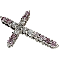 十字架/クロスデザイン ピンクダイヤモンド 0.31ct ダイヤモンド 0.18ct ペンダントトップ K18WGホワイトゴールド 18金 1.9g レディース【中古】【真子質店】【NN】【YYx】