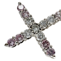 十字架/クロスデザイン ピンクダイヤモンド 0.31ct ダイヤモンド 0.18ct ペンダントトップ K18WGホワイトゴールド 18金 1.9g レディース【中古】【真子質店】【NN】【YYx】