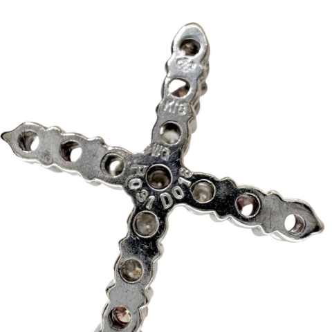 十字架/クロスデザイン ピンクダイヤモンド 0.31ct ダイヤモンド 0.18ct ペンダントトップ K18WGホワイトゴールド 18金 1.9g レディース【中古】【真子質店】【NN】【YYx】
