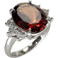11号 ガーネット 3.90ct ダイヤモンド 0.24ct リング・指輪 K18WGホワイトゴールド 18金 5.4g レディース【中古】【真子質店】【NN】【SIMa】