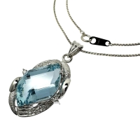 アクアマリン 11.41ct ダイヤモンド 計0.12ct ネックレス Pt900プラチナ/Pt850プラチナ 13.4g 40.5cm レディース【中古】【真子質店】【NN】【IMoxx】