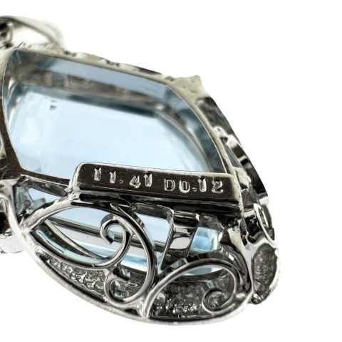 アクアマリン 11.41ct ダイヤモンド 計0.12ct ネックレス Pt900プラチナ/Pt850プラチナ 13.4g 40.5cm レディース【中古】【真子質店】【NN】【IMoxx】