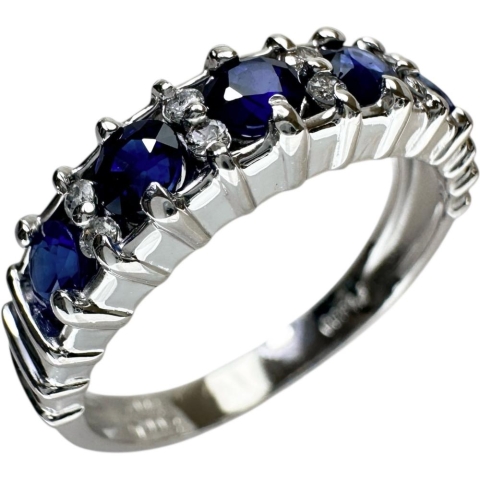 12.5号 サファイア 計0.94ct ダイヤモンド 計0.08ct リング・指輪 Pt900プラチナ 4.8g レディース【中古】【真子質店】【NN】【DKMa】