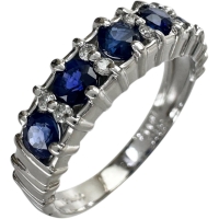 12.5号 サファイア 計0.94ct ダイヤモンド 計0.08ct リング・指輪 Pt900プラチナ 4.8g レディース【中古】【真子質店】【NN】【DKMa】